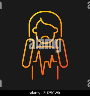 Heart palpitations gradient vector icon for dark theme Stock Vector