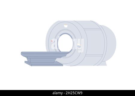 Flat cartoon MRI machine scanner,treatment and therapy vector illustration concept Stock Vector