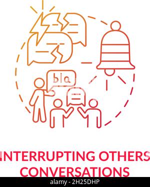 Interrupting others conversations concept icon Stock Vector