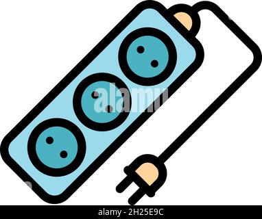 Electric extension icon. Outline electric extension vector icon color flat isolated Stock Vector
