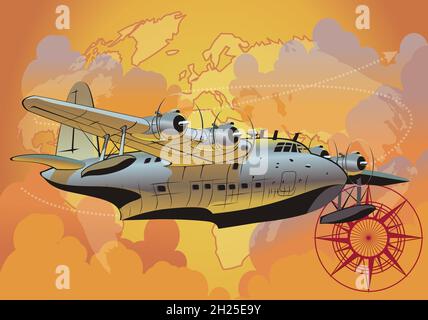 retro seaplane. Available EPS-10 vector format separated by groups and layers for easy edit Stock Vector