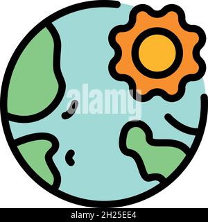 Global warming icon. Outline global warming vector icon color flat isolated Stock Vector