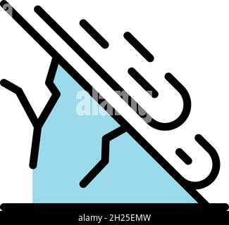 Fast landslide icon. Outline fast landslide vector icon color flat isolated Stock Vector