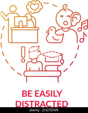 Be easily distracted concept icon Stock Vector