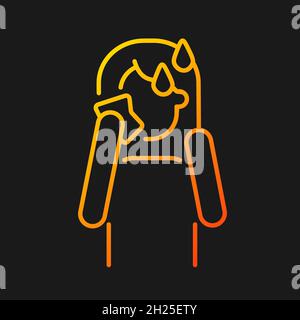 Hot flashes and sweating gradient vector icon for dark theme Stock Vector