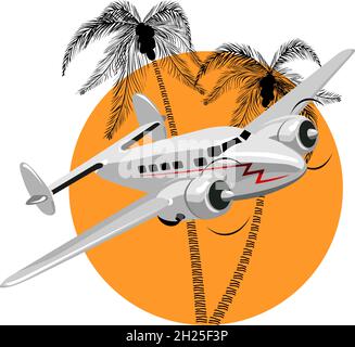 cartoon retro airplane. Available EPS-8 vector format separated by groups and layers for easy edit Stock Vector