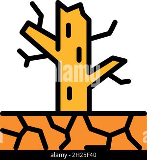 Tree drought icon. Outline tree drought vector icon color flat isolated Stock Vector