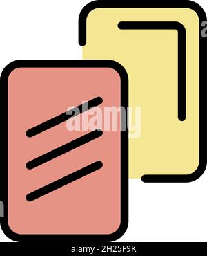Soccer referee cards icon. Outline soccer referee cards vector icon color flat isolated Stock Vector