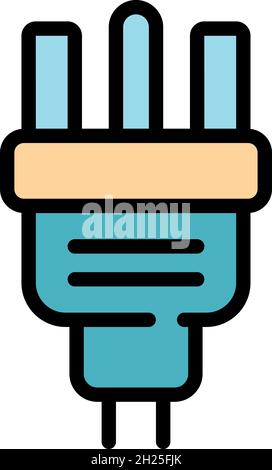 Power plug icon. Outline power plug vector icon color flat isolated Stock Vector