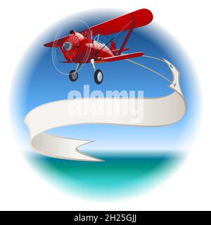 Retro Biplane with Banner. Available EPS-10 vector format separated by groups and layers for easy edit Stock Vector