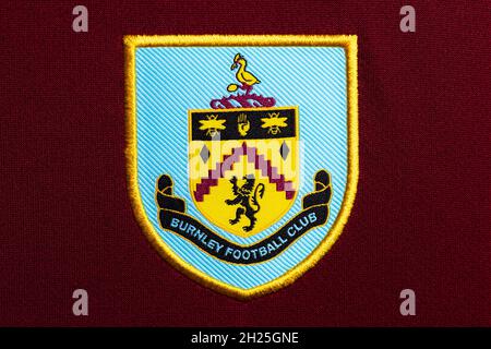 Close up of Burnley club crest. Stock Photo