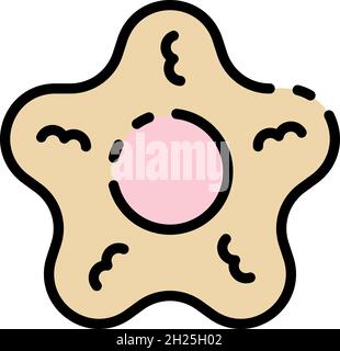 Star cookie icon. Outline star cookie vector icon color flat isolated Stock Vector