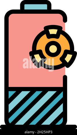 Hazard battery icon. Outline hazard battery vector icon color flat isolated Stock Vector