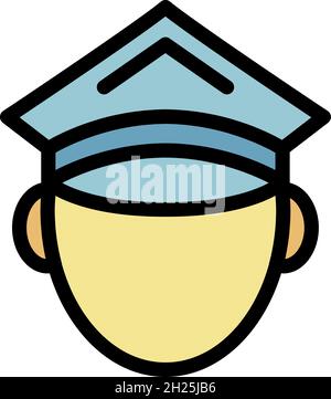 Police avatar icon. Outline police avatar vector icon color flat isolated Stock Vector