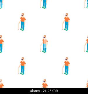 Blind man with a cane pattern seamless background texture repeat wallpaper geometric vector Stock Vector
