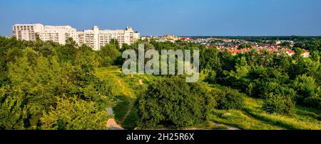 Warsaw, Poland - July 24, 2021: Panoramic view of Kabaty and Ursynow district with intensive residential developments near Las Kabacki Forest Stock Photo