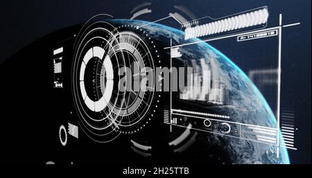 Futuristic interface over earth. Stock Photo
