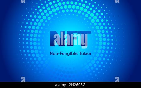 NFT abstract background. Non fungible token digital technology. Vector futuristic banner Stock Vector