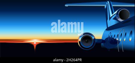 airplane at sunrise. Available EPS-8 vector format separated by groups and layers for easy edit Stock Vector