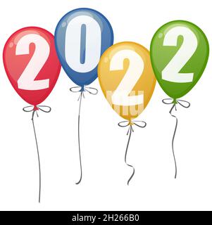 colored balloons with numbers for New Year 2022 Stock Vector