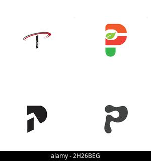 set of Letter p Logo Template vector icon design Stock Vector