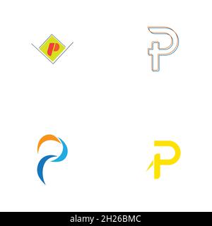 set of Letter p Logo Template vector icon design Stock Vector
