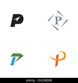 set of Letter p Logo Template vector icon design Stock Vector