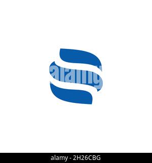 letter s twist blue color simple geometric logo vector Stock Vector
