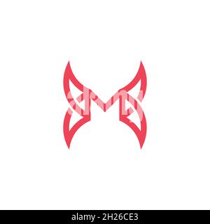 letter m butterfly wings simple geometric logo vector Stock Vector