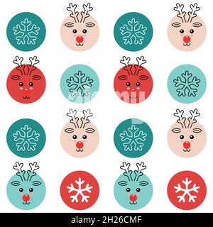 Christmas deer seamless pattern. Cute deer animal Stock Vector