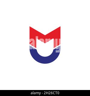 letter mu simple geometric link line colorful logo vector Stock Vector