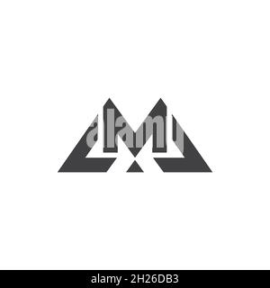 letter m linked triangle geometric line simple logo vector Stock Vector