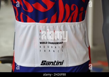 Roubaix, France. 20th Oct, 2021. Jersey collector world championship uci track Roubaix during the Tissot UCI Track Cycling World Championships 2021 on October 20, 2021 at Stab Vélodrome in Roubaix, France - Photo Laurent Sanson/LS Medianord/DPPI Credit: DPPI Media/Alamy Live News Stock Photo