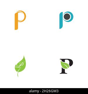 set of Letter p Logo Template vector icon design Stock Vector