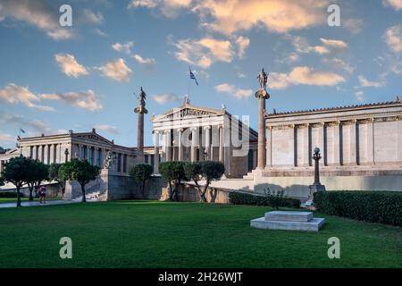 Academy of Athens founded in 1926 for research located in central Athens Stock Photo