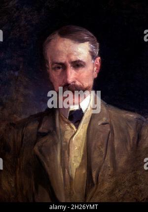 Edward Egar. Portrait of the English composer Sir Edward William Elgar (1857-1934) by Talbot Hughes, oil on canvas, 1905 Stock Photo