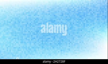 Abstract simple light blue pixel mosaic with gradient. Wide vector graphic pattern Stock Vector