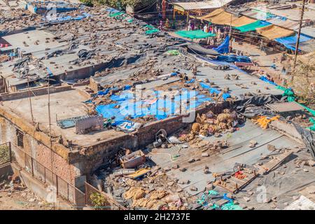 Roofs of stalls at Pavagadh hill, Gujarat state, India Stock Photo