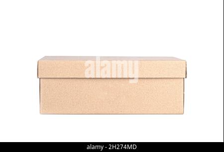 Eco-friendly cardboard box isolated on a white background. Sale symbol, mockup. Stock Photo