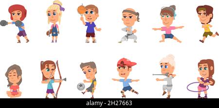 Sport activities by boys, girls, kids, athletes isolated Stock Vector Image  & Art - Alamy