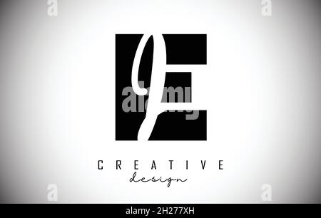 Letters EI Logo with a minimalist design. Letters E and I with geometric and handwritten typography. Creative Vector Illustration. Stock Vector