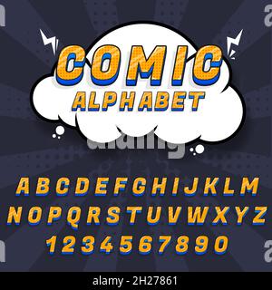 Comic Alphabet Set Letters Funny Colorful Comics Kid Font Stock