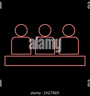 Neon board meeting - business concept icon black color in circle outline vector illustration red color vector illustration flat style light image Stock Vector