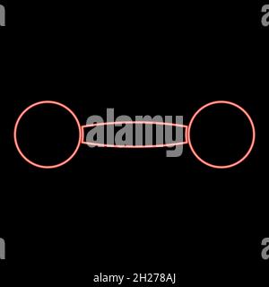 Neon dumbbell icon black color in circle outline vector illustration red color vector illustration flat style light image Stock Vector