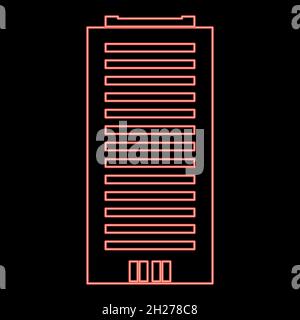 Neon building icon black color in circle outline vector illustration red color vector illustration flat style light image Stock Vector