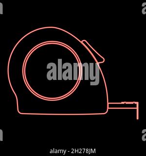 Neon tape measure icon black color in circle outline vector illustration red color vector illustration flat style light image Stock Vector