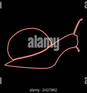 Neon snail silhouette icon black color in circle outline vector illustration red color vector illustration flat style light image Stock Vector