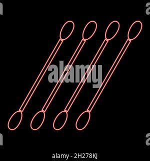 Neon cotton swabs icon black color in circle outline vector illustration red color vector illustration flat style light image Stock Vector