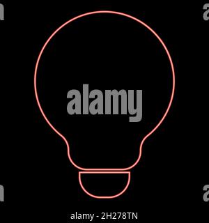 Neon bulb icon black color in circle outline vector illustration red color vector illustration flat style light image Stock Vector