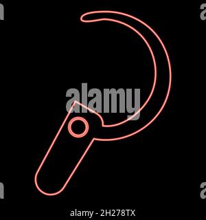 Neon headset icon black color in circle outline vector illustration red color vector illustration flat style light image Stock Vector